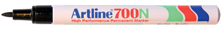 Artline 700N permanent marker, met aluminium body en 0,7mm punt. Dop met clip